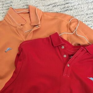 Tommy Bahama Red and Orange Polo Shirts in
